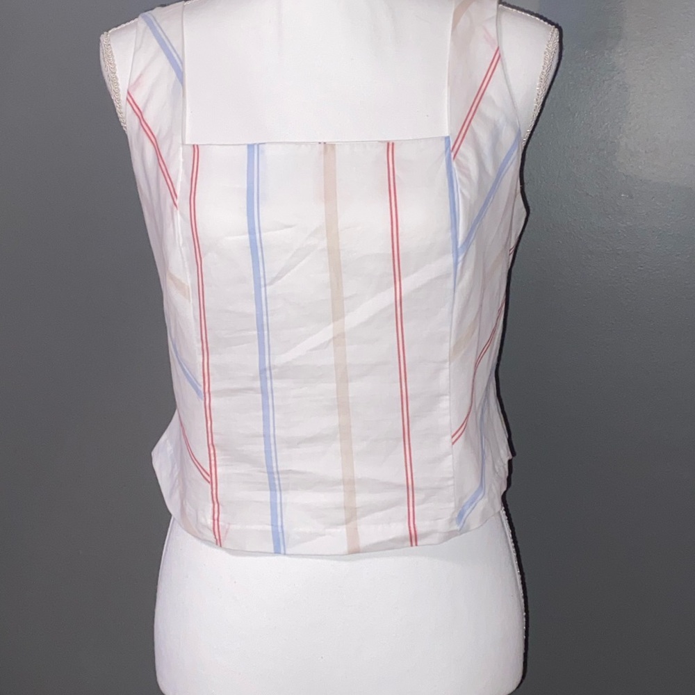 Maurices White Tank Top with Red and Blue Stripes